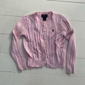 Polo girls cable knit cardigan size 5 pink